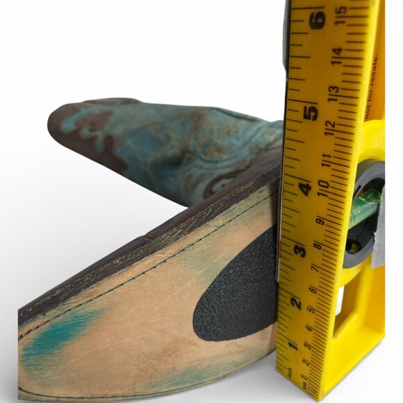 Lane Turquoise Brown Snip Toe Leather Cowboy Western Cowgirl Boots Women's 10.5 - Picture 12 of 13